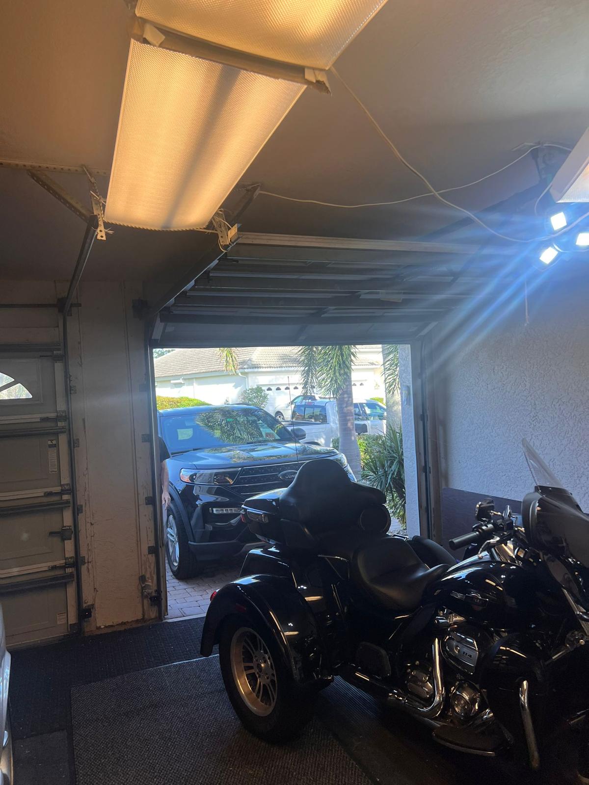 Garage with motorcycle